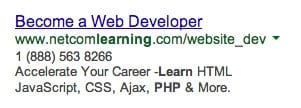 AdWords Ad with a clear benefit