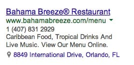 AdWords Ad with phone number and address